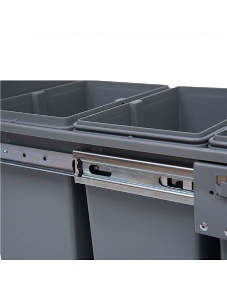 HOMCOM Kitchen Recycle Waste Bin Pull Out Soft Close Dustbin Recycling Cabinet Trash Can Grey (40L (1x20L+2x10L)) 851-002 - pic 58532 | FastDaddyshop
