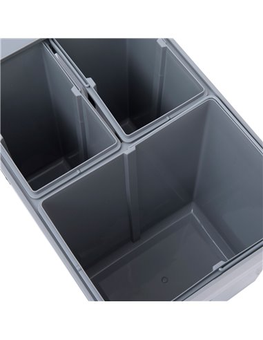 HOMCOM Kitchen Recycle Waste Bin Pull Out Soft Close Dustbin Recycling Cabinet Trash Can Grey (40L (1x20L+2x10L)) 851-002