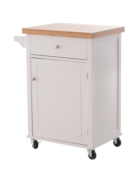 HOMCOM Kitchen Cart Storage Trolley Wooden Cabinet, White 801-054 - pic 58534 | FastDaddyshop