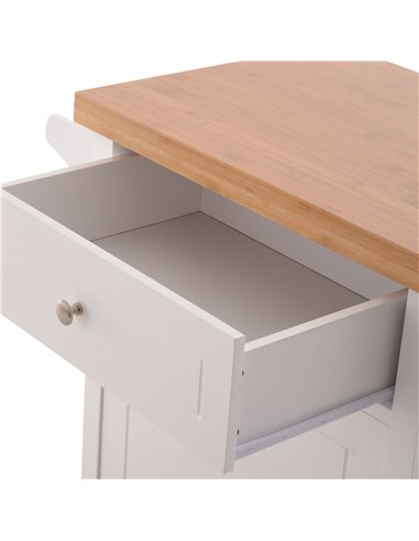 HOMCOM Kitchen Cart Storage Trolley Wooden Cabinet with Drawer Cupboard Towel Rail White 801-054