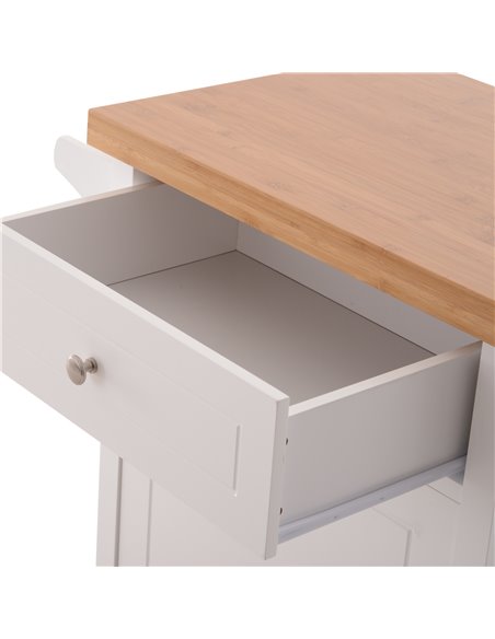 HOMCOM Kitchen Cart Storage Trolley Wooden Cabinet with Drawer Cupboard Towel Rail White 801-054 - pic 58538 | FastDaddyshop
