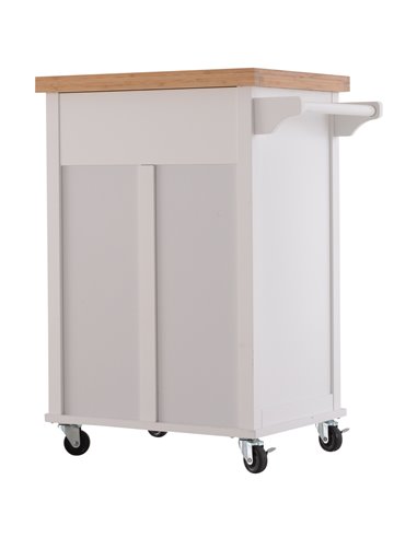 HOMCOM Kitchen Cart Storage Trolley Wooden Cabinet with Drawer Cupboard Towel Rail White 801-054