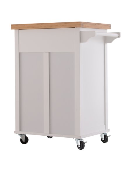 HOMCOM Kitchen Cart Storage Trolley Wooden Cabinet with Drawer Cupboard Towel Rail White 801-054 - pic 58539 | FastDaddyshop