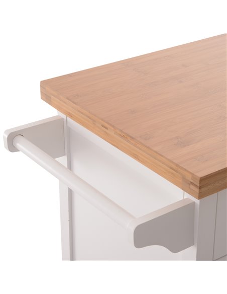 HOMCOM Kitchen Cart Storage Trolley Wooden Cabinet with Drawer Cupboard Towel Rail White 801-054 - pic 58541 | FastDaddyshop