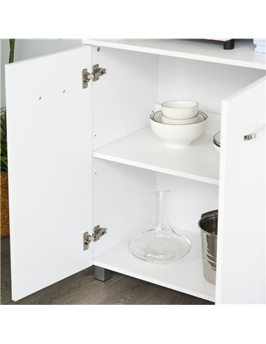 HOMCOM Freestanding Kitchen Storage Unit w/ Cupboard Cabinets Open Compartments Drawers Metal Handles Side Shelf Server Organisa