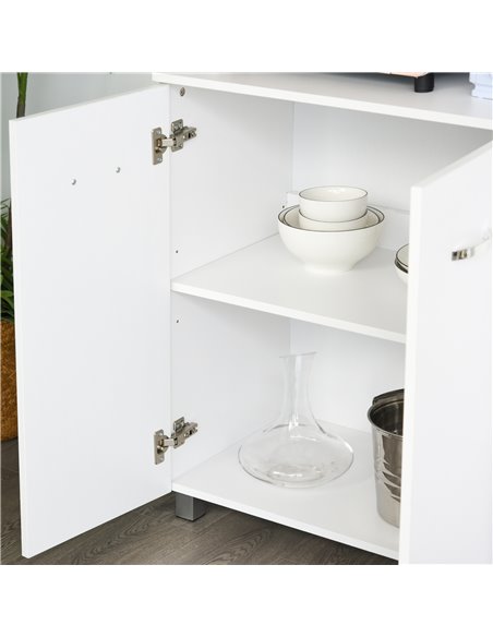 HOMCOM Freestanding Kitchen Storage Unit w/ Cupboard Cabinets Open Compartments Drawers Metal Handles Side Shelf Server Organisa - pic 58559 | FastDaddyshop