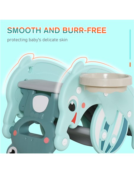 HOMCOM 3-in-1 Baby Rocking Horse Portable Slide Basketball Hoop Equipment Indoor Outdoor Playground Toy, Age 3-5, Green - pic 5856 | FastDaddyshop
