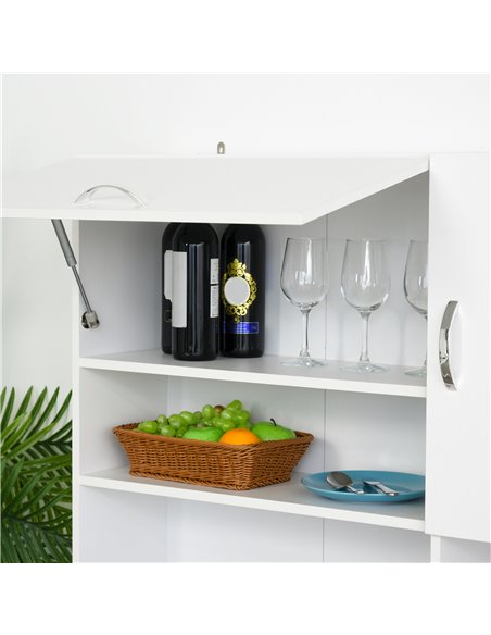 HOMCOM Freestanding Kitchen Storage Unit w/ Cupboard Cabinets Open Compartments Drawers Metal Handles Side Shelf Server Organisa - pic 58560 | FastDaddyshop