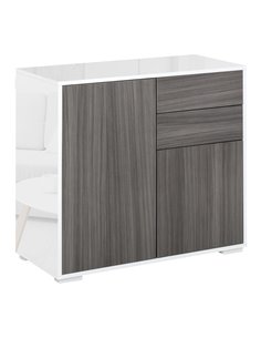 HOMCOM Contemporary Freestanding Kitchen Cabinet, Light Grey and White 838-075GY