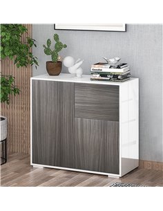 HOMCOM Contemporary Freestanding Kitchen Cabinet, Light Grey and White 838-075GY 2