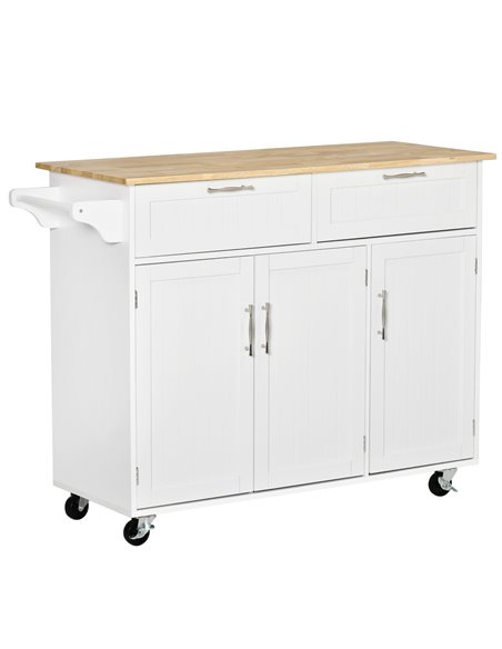 HOMCOM Kitchen Island Utility Cart, with 2 Storage Drawers, White 801-204 - pic 58597 | FastDaddyshop