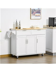 HOMCOM Kitchen Island Utility Cart, with 2 Storage Drawers, White 801-204 2