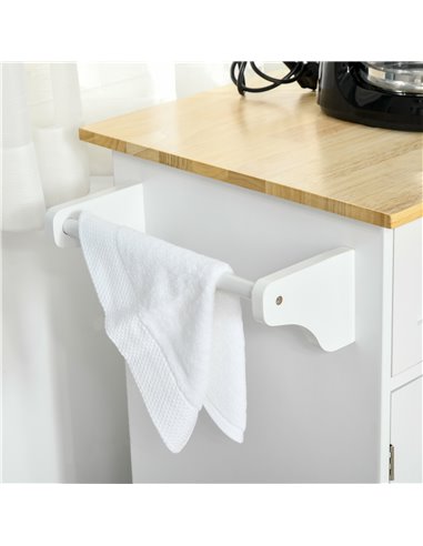 HOMCOM Kitchen Island Utility Cart, with 2 Storage Drawers & Cabinets for Dining Room, White 801-204