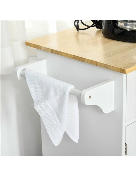 HOMCOM Kitchen Island Utility Cart, with 2 Storage Drawers & Cabinets for Dining Room, White 801-204 - pic 58603 | FastDaddyshop