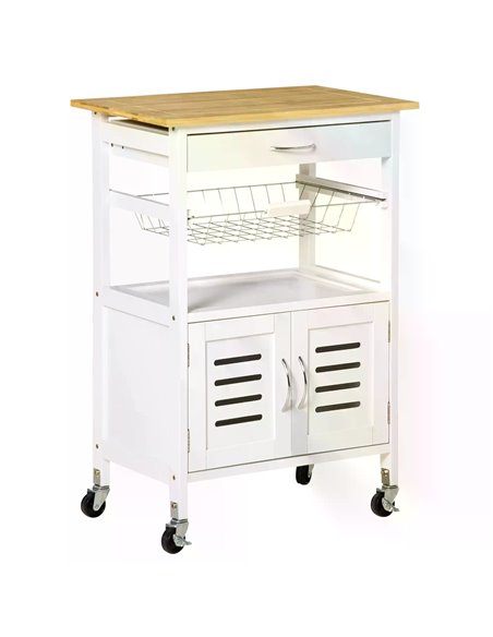 HOMCOM Rolling Kitchen Island Trolley Utility Cart on Wheels, White 835-484 - pic 58615 | FastDaddyshop