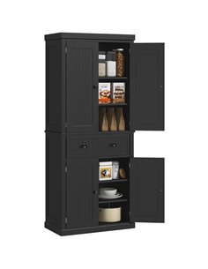HOMCOM Traditional Kitchen Cupboard, Storage Cabinet, Black 835-042V02BK