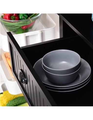 HOMCOM Traditional Kitchen Cupboard Freestanding Storage Cabinet with Drawer, Doors and Adjustable Shelves, Black 835-042V02BK