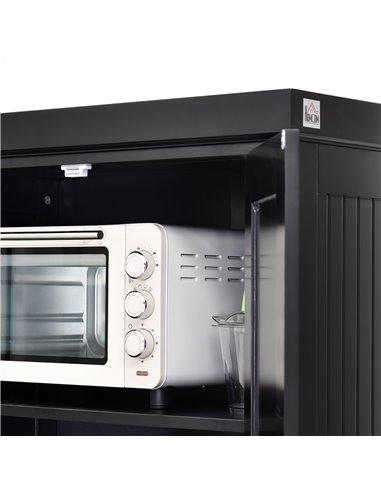 HOMCOM Traditional Kitchen Cupboard Freestanding Storage Cabinet with Drawer, Doors and Adjustable Shelves, Black 835-042V02BK