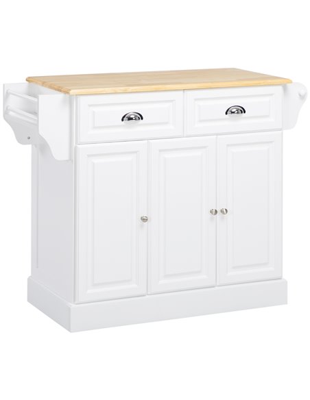 HOMCOM Kitchen Island with Storage, Rolling Kitchen Serving Cart, White 801-300V00WT - pic 58642 | FastDaddyshop
