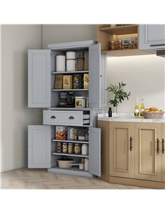 HOMCOM Traditional Kitchen Cupboard, Storage Cabinet, Grey 835-042V02GY 2