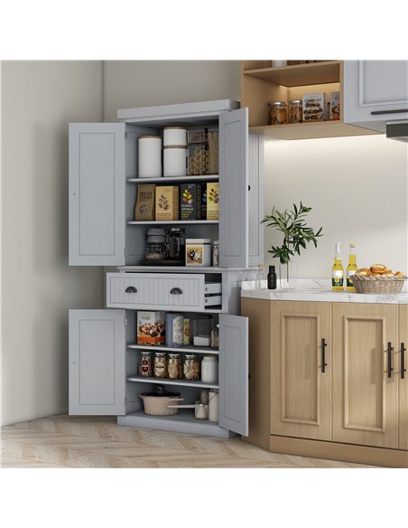 HOMCOM Traditional Kitchen Cupboard Freestanding Storage Cabinet with Drawer, Doors and Adjustable Shelves, Grey 835-042V02GY - pic 58688 | FastDaddyshop