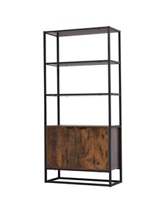 HOMCOM Storage Cabinet with 3 Open Shelves Cupboard, Rustic Brown 838-027