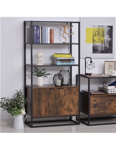 HOMCOM Storage Cabinet with 3 Open Shelves Cupboard Freestanding Tall Organizer Multifunctional Rack for Livingroom Bedroom Kitc