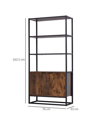 HOMCOM Storage Cabinet with 3 Open Shelves Cupboard Freestanding Tall Organizer Multifunctional Rack for Livingroom Bedroom Kitc