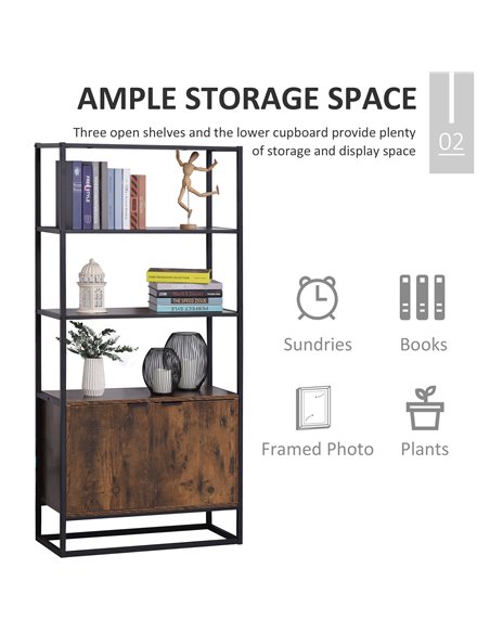 HOMCOM Storage Cabinet with 3 Open Shelves Cupboard Freestanding Tall Organizer Multifunctional Rack for Livingroom Bedroom Kitc - pic 58718 | FastDaddyshop