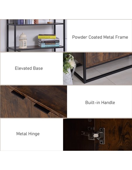 HOMCOM Storage Cabinet with 3 Open Shelves Cupboard Freestanding Tall Organizer Multifunctional Rack for Livingroom Bedroom Kitc - pic 58719 | FastDaddyshop