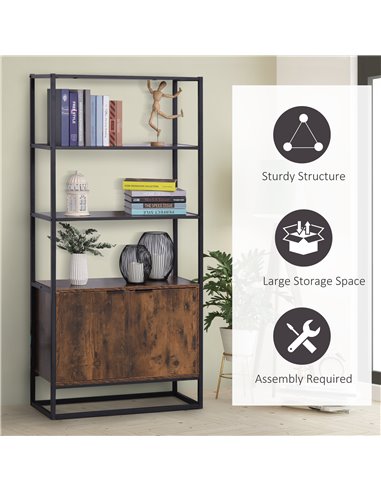 HOMCOM Storage Cabinet with 3 Open Shelves Cupboard Freestanding Tall Organizer Multifunctional Rack for Livingroom Bedroom Kitc