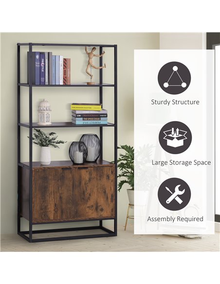 HOMCOM Storage Cabinet with 3 Open Shelves Cupboard Freestanding Tall Organizer Multifunctional Rack for Livingroom Bedroom Kitc - pic 58720 | FastDaddyshop
