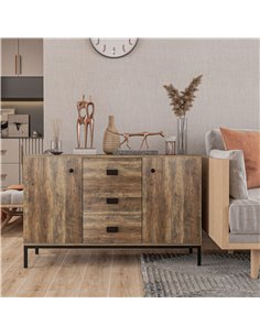 HOMCOM Industrial Sideboard, Storage Cabinet, Distressed Brown 835-543CF 2