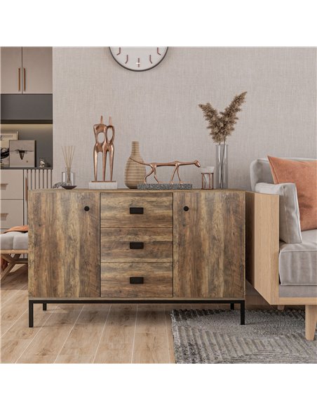 HOMCOM Industrial Sideboard, Storage Cabinet, Accent Cupboard with Drawers, Adjustable Shelves for Kitchen, Dining Room, Living  - pic 58778 | FastDaddyshop