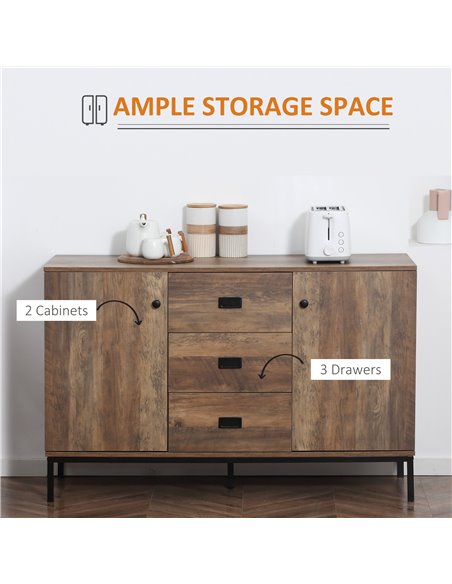 HOMCOM Industrial Sideboard, Storage Cabinet, Accent Cupboard with Drawers, Adjustable Shelves for Kitchen, Dining Room, Living  - pic 58780 | FastDaddyshop