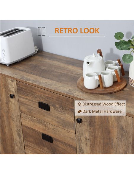 HOMCOM Industrial Sideboard, Storage Cabinet, Accent Cupboard with Drawers, Adjustable Shelves for Kitchen, Dining Room, Living  - pic 58781 | FastDaddyshop