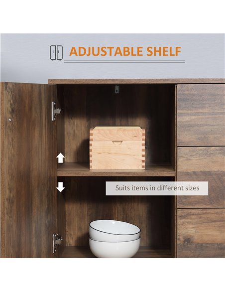 HOMCOM Industrial Sideboard, Storage Cabinet, Accent Cupboard with Drawers, Adjustable Shelves for Kitchen, Dining Room, Living  - pic 58782 | FastDaddyshop