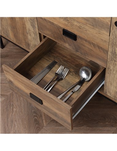 HOMCOM Industrial Sideboard, Storage Cabinet, Accent Cupboard with Drawers, Adjustable Shelves for Kitchen, Dining Room, Living 