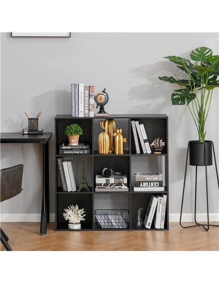 HOMCOM 3-tier 9 Cubes Storage Unit Particle Board Cabinet Bookcase Organiser Home Office Shelves Black 833-422BK - pic 58787 | FastDaddyshop