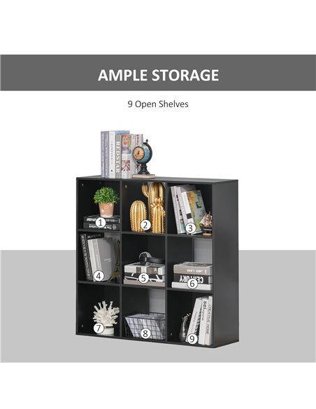 HOMCOM 3-tier 9 Cubes Storage Unit Particle Board Cabinet Bookcase Organiser Home Office Shelves Black 833-422BK - pic 58790 | FastDaddyshop