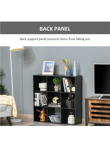 HOMCOM 3-tier 9 Cubes Storage Unit Particle Board Cabinet Bookcase Organiser Home Office Shelves Black 833-422BK - pic 58791 | FastDaddyshop
