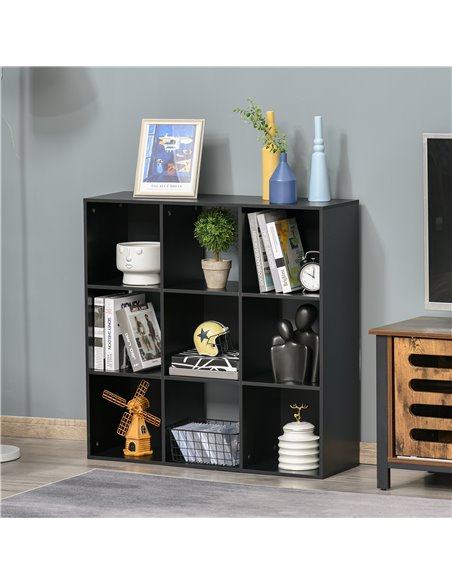 HOMCOM 3-tier 9 Cubes Storage Unit Particle Board Cabinet Bookcase Organiser Home Office Shelves Black 833-422BK - pic 58794 | FastDaddyshop