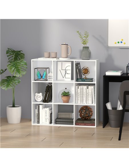 HOMCOM 3-tier 9 Cubes Storage Unit Particle Board Cabinet Bookcase Organiser Home Office Shelves White 833-422WT - pic 58796 | FastDaddyshop
