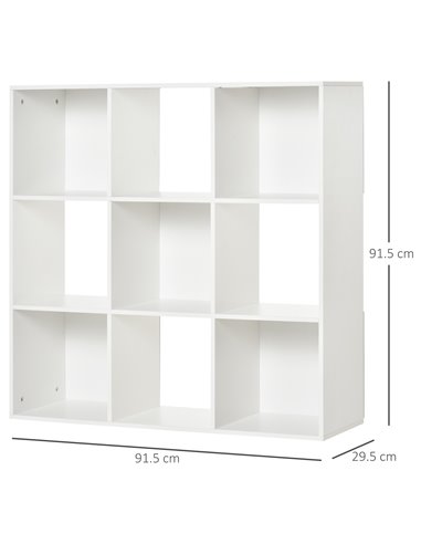 HOMCOM 3-tier 9 Cubes Storage Unit Particle Board Cabinet Bookcase Organiser Home Office Shelves White 833-422WT