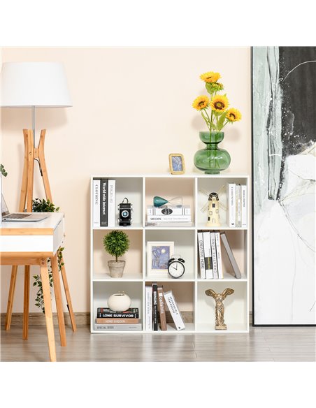 HOMCOM 3-tier 9 Cubes Storage Unit Particle Board Cabinet Bookcase Organiser Home Office Shelves White 833-422WT - pic 58798 | FastDaddyshop