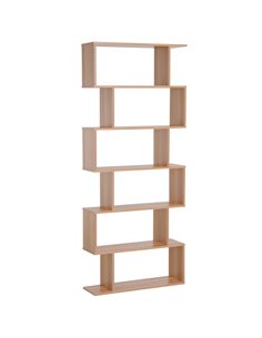 HOMCOM Wooden S Shape Storage Display 6 Shelves, Maple 833-382BN