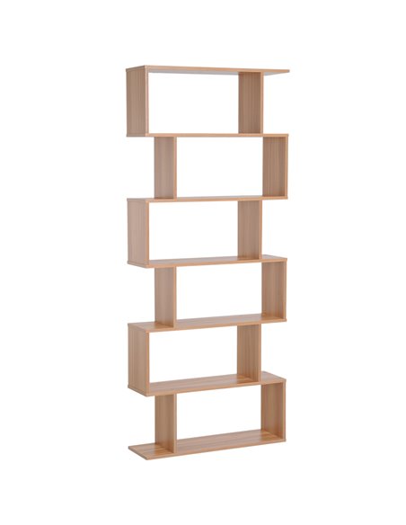 HOMCOM Wooden S Shape Storage Display 6 Shelves, Maple 833-382BN - pic 58822 | FastDaddyshop