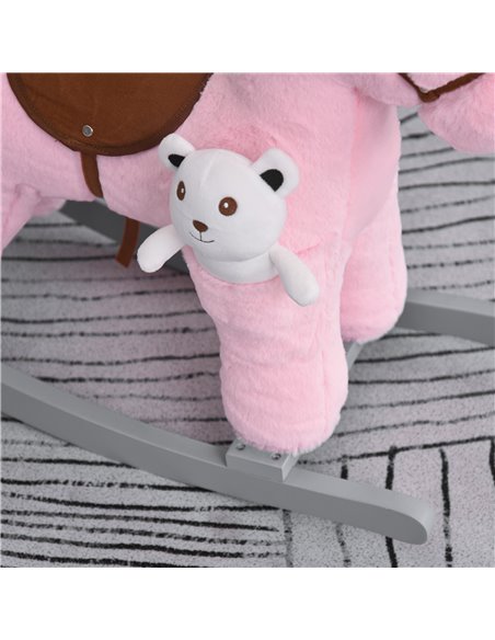 HOMCOM Kids Plush Ride-On Rocking Horse Toy Rocker with Plush Toy Realistic Sounds for Child 18-36 Months Pink - pic 5883 | FastDaddyshop