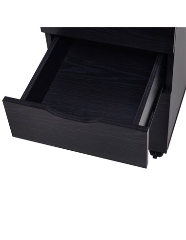 HOMCOM 3-Drawer File Cabinet Under Desk Office Storage Cabinet A4/Letter/Binders Movable W/ Slide Wheels Black Oak Color 913-018