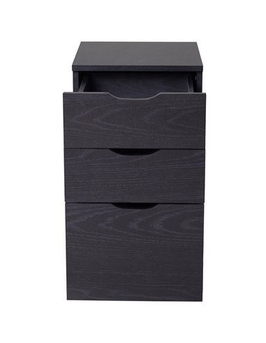 HOMCOM 3-Drawer File Cabinet Under Desk Office Storage Cabinet A4/Letter/Binders Movable W/ Slide Wheels Black Oak Color 913-018
